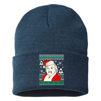 Albert Einstein Ugly Christmas Sweater Sustainable Knit Beanie