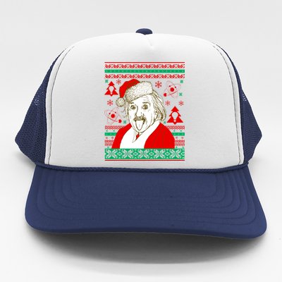 Albert Einstein Ugly Christmas Sweater Trucker Hat