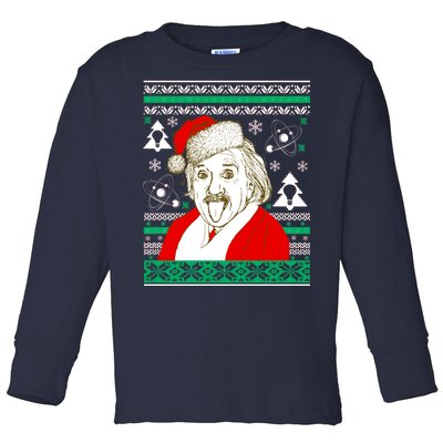 Albert Einstein Ugly Christmas Sweater Toddler Long Sleeve Shirt