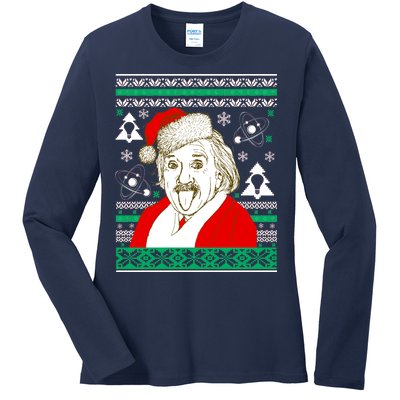 Albert Einstein Ugly Christmas Sweater Ladies Long Sleeve Shirt