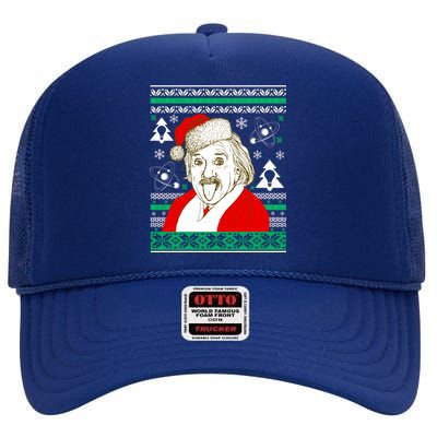 Albert Einstein Ugly Christmas Sweater High Crown Mesh Back Trucker Hat