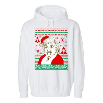 Albert Einstein Ugly Christmas Sweater Garment-Dyed Fleece Hoodie