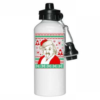 Albert Einstein Ugly Christmas Sweater Aluminum Water Bottle