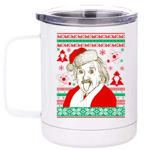 Albert Einstein Ugly Christmas Sweater 12 oz Stainless Steel Tumbler Cup