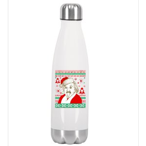 Albert Einstein Ugly Christmas Sweater Stainless Steel Insulated Water Bottle