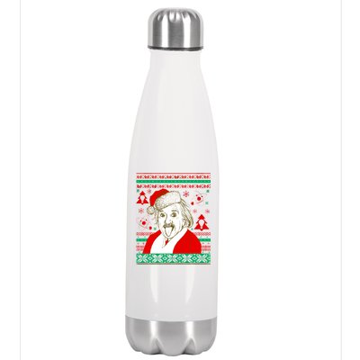 Albert Einstein Ugly Christmas Sweater Stainless Steel Insulated Water Bottle