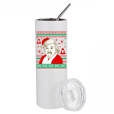 Albert Einstein Ugly Christmas Sweater Stainless Steel Tumbler