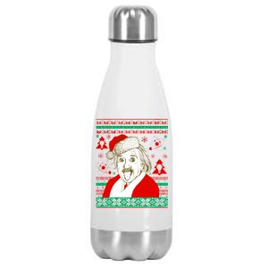 Albert Einstein Ugly Christmas Sweater Stainless Steel Insulated Water Bottle