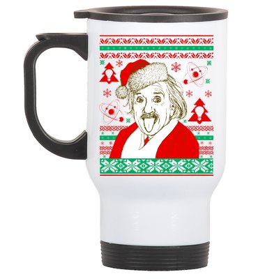 Albert Einstein Ugly Christmas Sweater Stainless Steel Travel Mug