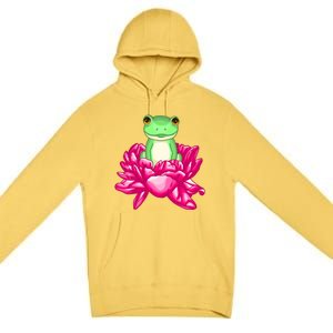 A Little Cute Frog In A Flower Premium Pullover Hoodie