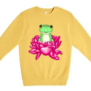 A Little Cute Frog In A Flower Premium Crewneck Sweatshirt