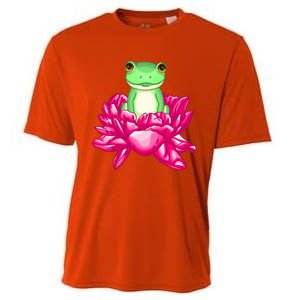 A Little Cute Frog In A Flower Cooling Performance Crew T-Shirt