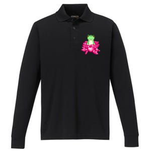 A Little Cute Frog In A Flower Performance Long Sleeve Polo