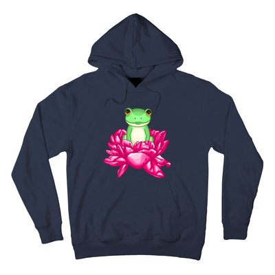 A Little Cute Frog In A Flower Hoodie