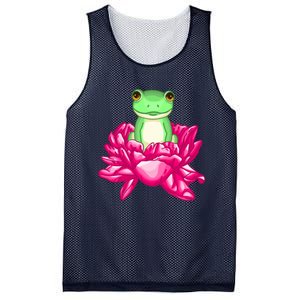 A Little Cute Frog In A Flower Mesh Reversible Basketball Jersey Tank