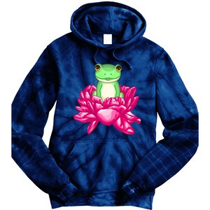 A Little Cute Frog In A Flower Tie Dye Hoodie