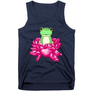 A Little Cute Frog In A Flower Tank Top