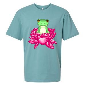 A Little Cute Frog In A Flower Sueded Cloud Jersey T-Shirt