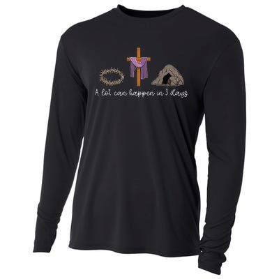 A Lot Can Happen In 3 Days Gift for a Christian Easter Day Cooling Performance Long Sleeve Crew