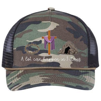 A Lot Can Happen In 3 Days Gift for a Christian Easter Day Retro Rope Trucker Hat Cap