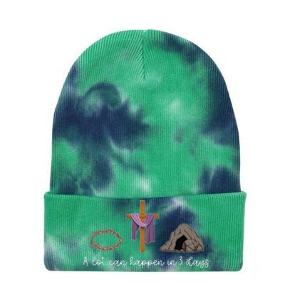 A Lot Can Happen In 3 Days Gift for a Christian Easter Day Tie Dye 12in Knit Beanie