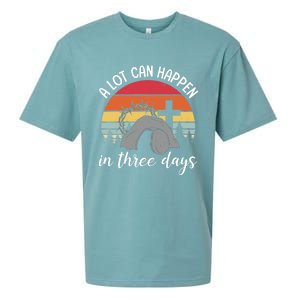 A Lot Can Happen In Three Days Easter Jesus Christian Cross Sueded Cloud Jersey T-Shirt