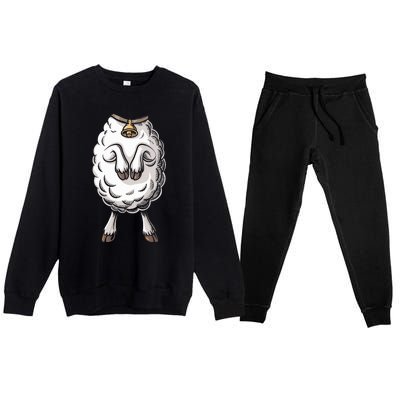 Adult Lamb Costume Premium Crewneck Sweatsuit Set