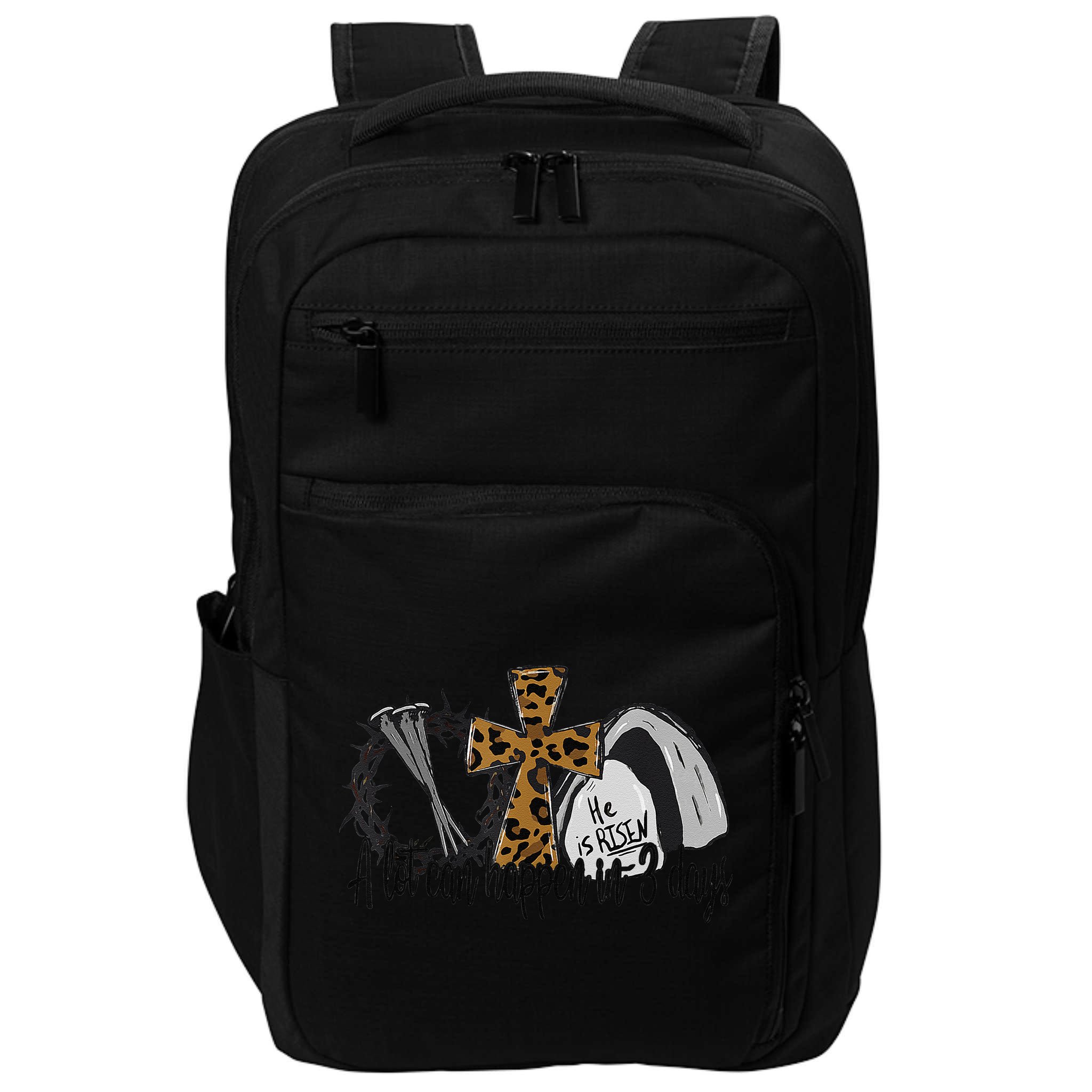 A Lot Can Happen In 3 Days Jesus Easter Leopard Christian Impact Tech Backpack