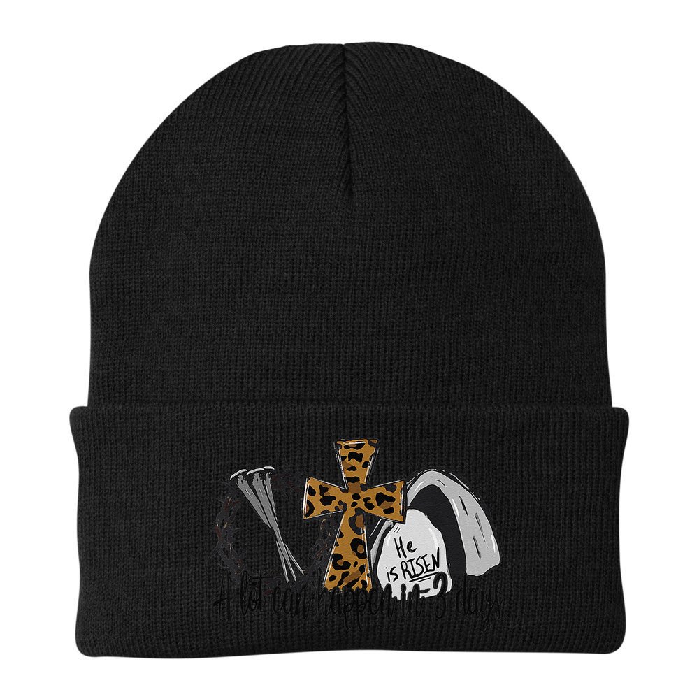 A Lot Can Happen In 3 Days Jesus Easter Leopard Christian Beanie