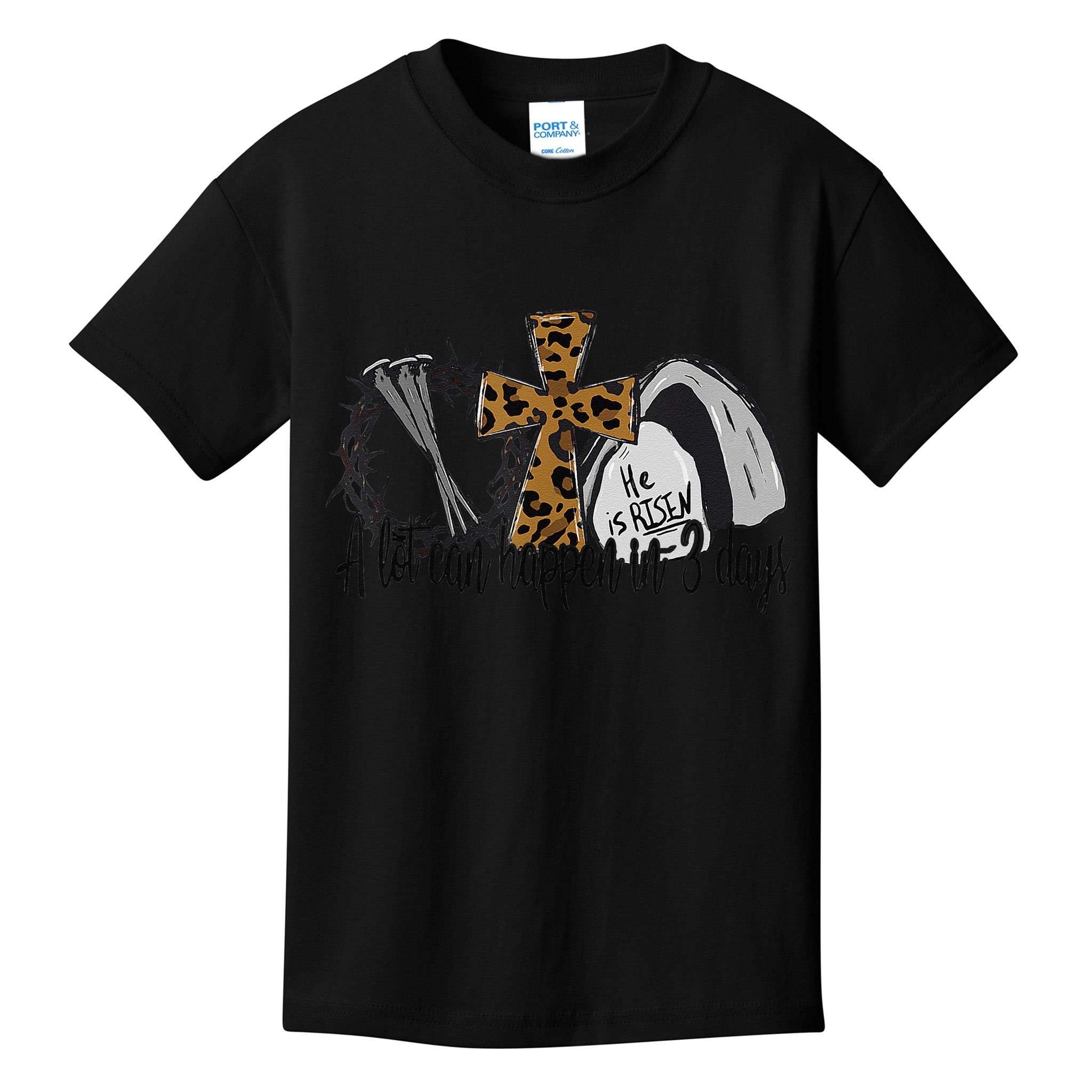 A Lot Can Happen In 3 Days Jesus Easter Leopard Christian Kids T-Shirt