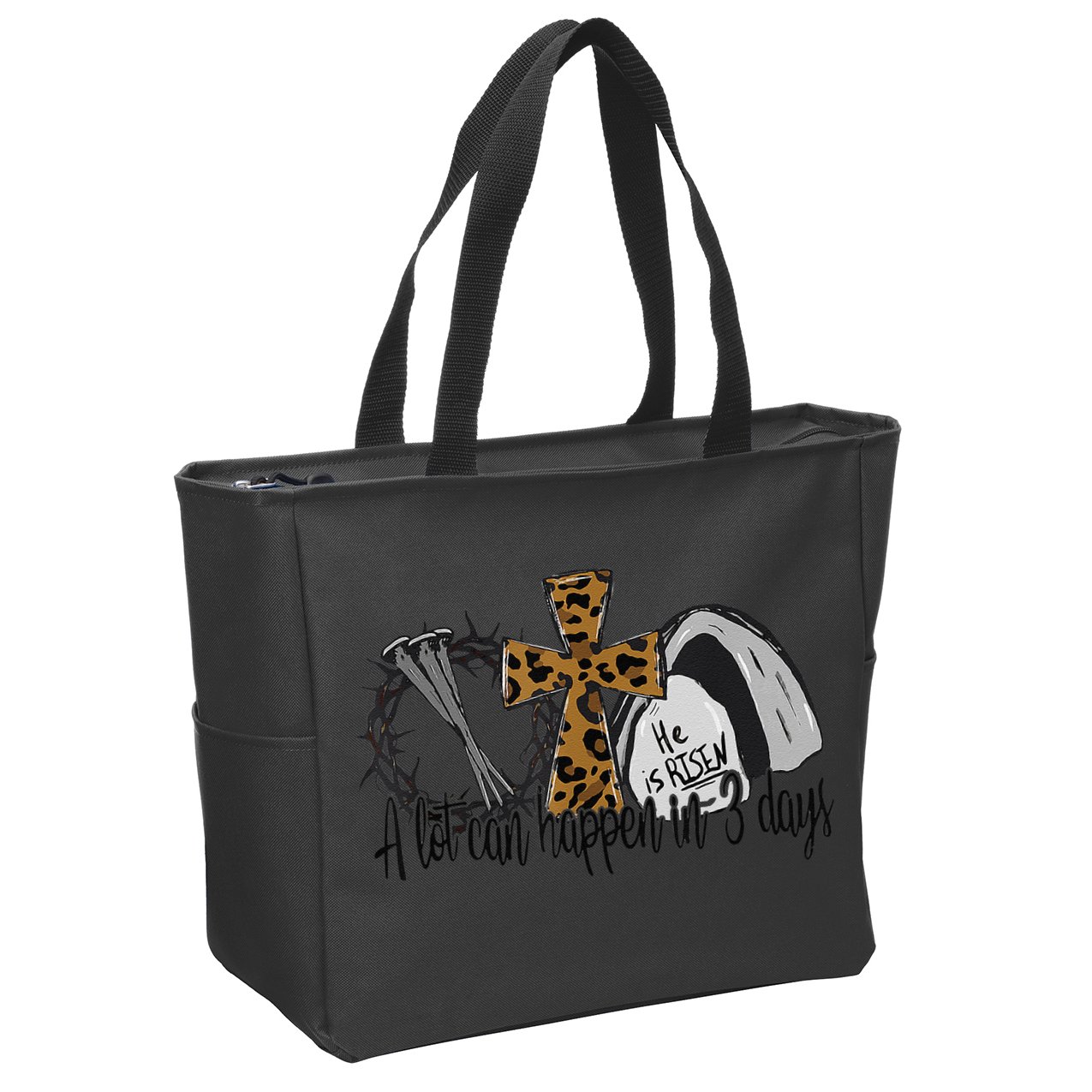 A Lot Can Happen In 3 Days Jesus Easter Leopard Christian Zip Tote Bag