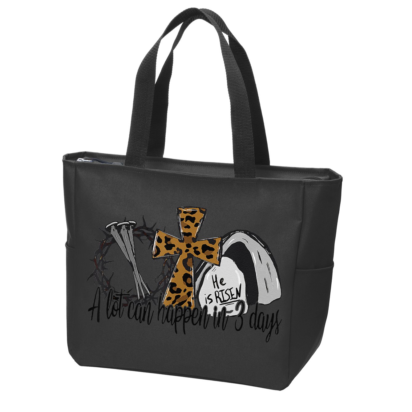 A Lot Can Happen In 3 Days Jesus Easter Leopard Christian Zip Tote Bag