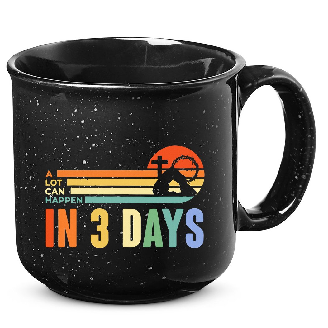 A Lot Can Happen In 3 Days Retro Vintage Sunset 15oz Campfire Ceramic Mug