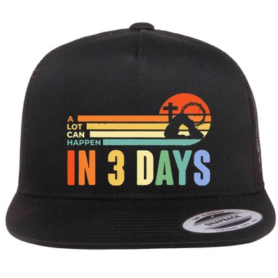 A Lot Can Happen In 3 Days Retro Vintage Sunset Flatbill Hat