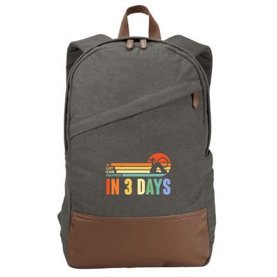 A Lot Can Happen In 3 Days Retro Vintage Sunset Cotton Canvas Backpack