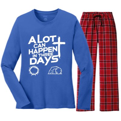 A Lot Can Happen In 3 Days Christian Easter Day Gift Women's Long Sleeve Flannel Pajama Set 