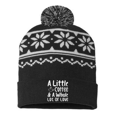 A Little Coffee And A Whole Lot Of Love USA-Made Snowflake Beanie