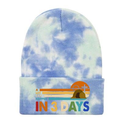 A Lot Can Happen In 3 Days Easter Jesus Tie Dye 12in Knit Beanie