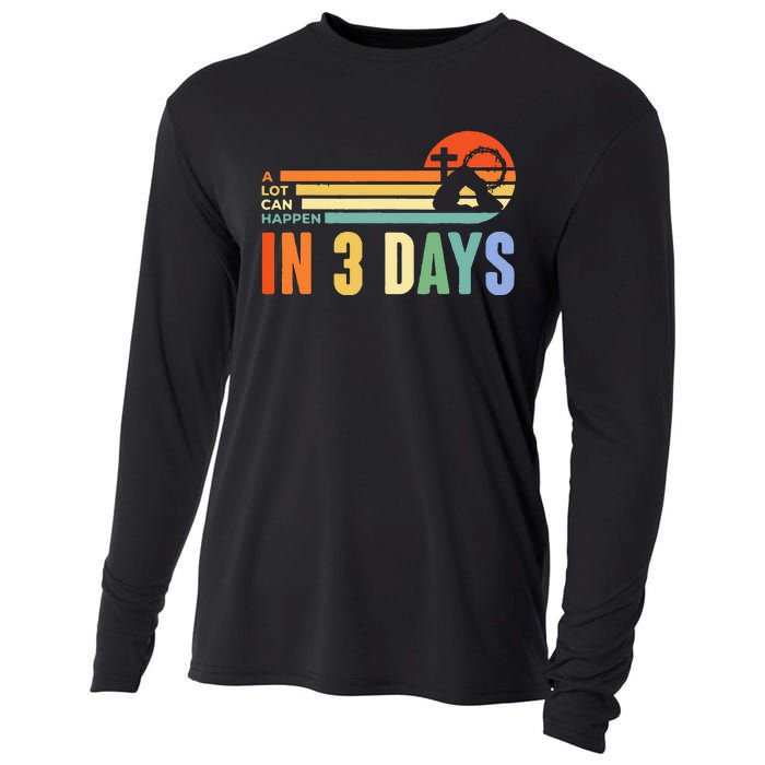 A Lot Can Happen In 3 Days Retro Vintage Sunset Cooling Performance Long Sleeve Crew