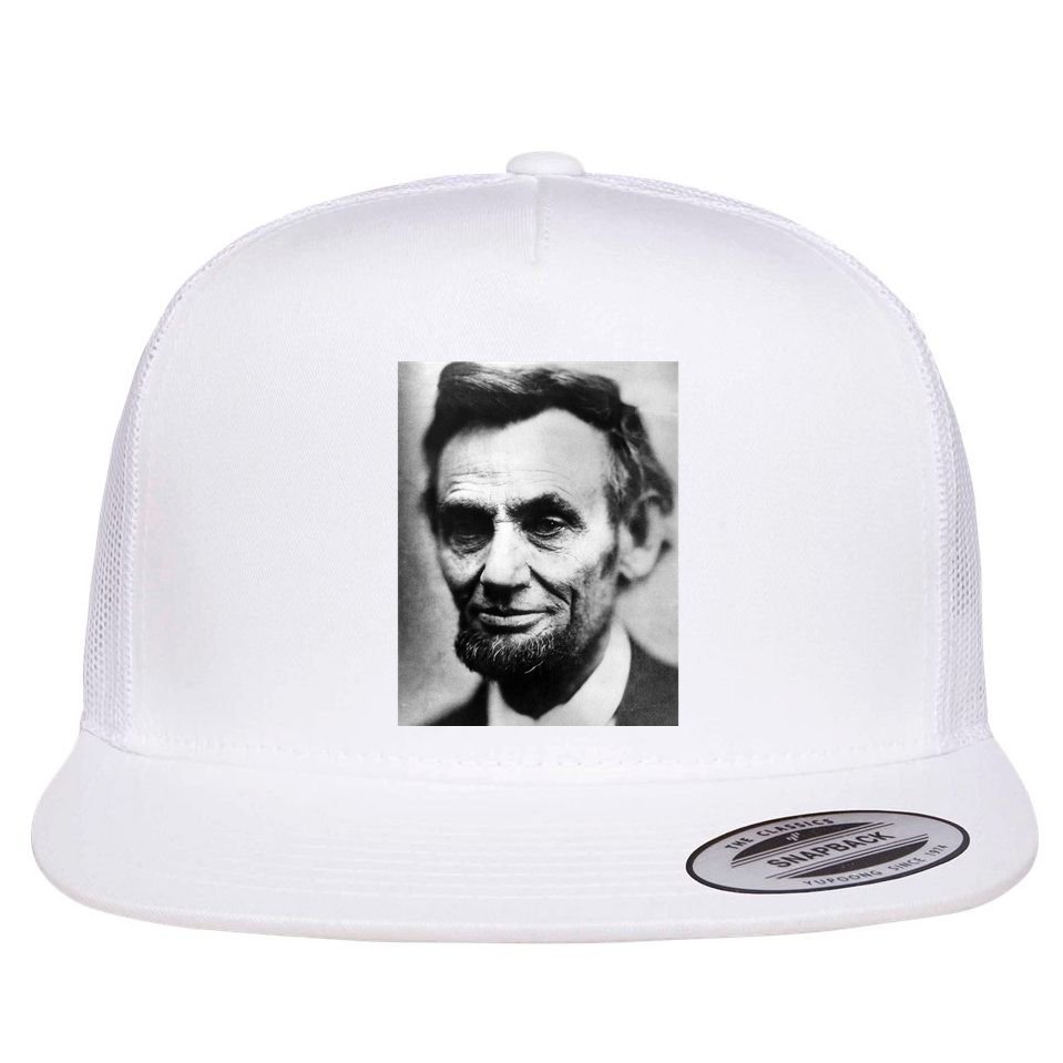 Abraham Lincoln Close Up Portrait Photo Picture Flat Bill Trucker Hat