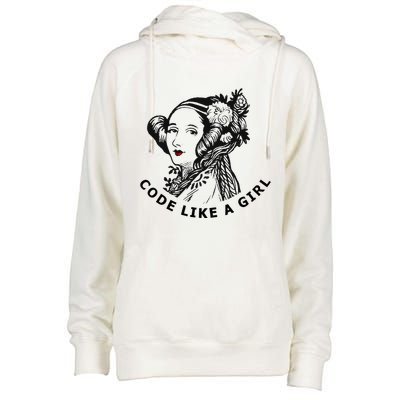 Ada Lovelace Code Like A Girl Womens Funnel Neck Pullover Hood