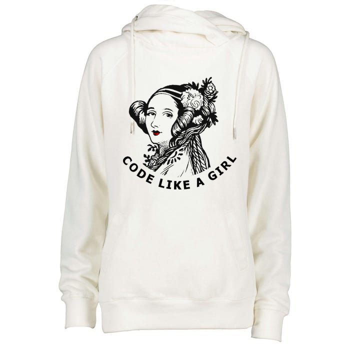 Ada Lovelace Code Like A Girl Womens Funnel Neck Pullover Hood