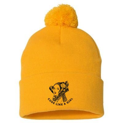 Ada Lovelace Code Like A Girl Pom Pom 12in Knit Beanie