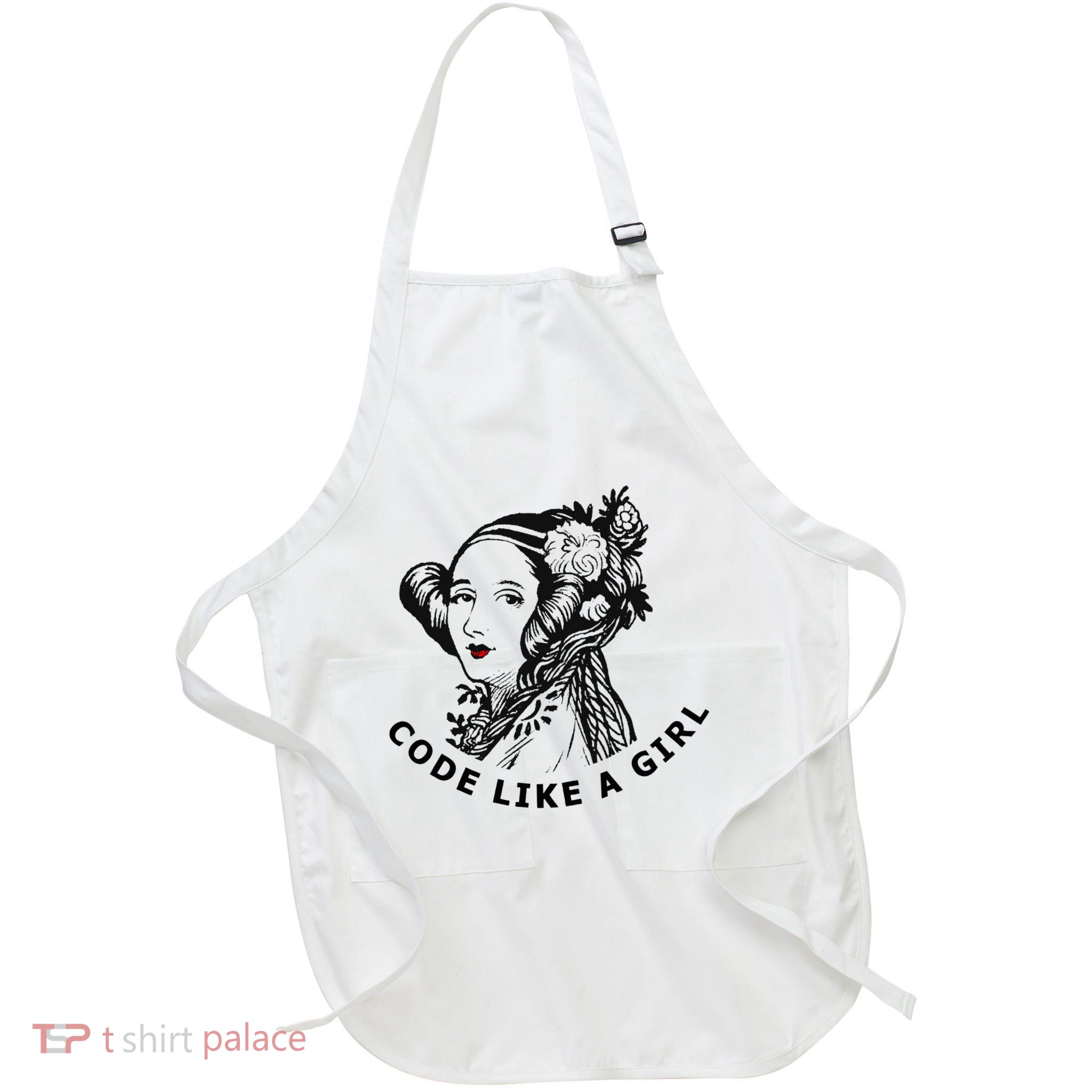 Ada Lovelace Code Like A Girl Full-Length Apron With Pockets