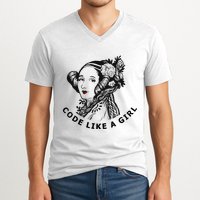 Ada Lovelace Code Like A Girl V-Neck T-Shirt