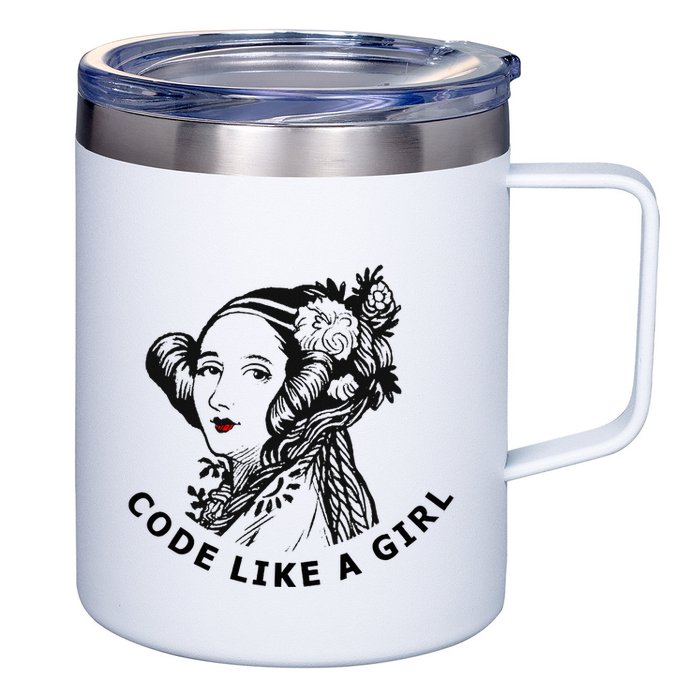 Ada Lovelace Code Like A Girl 12oz Stainless Steel Coffee Mug
