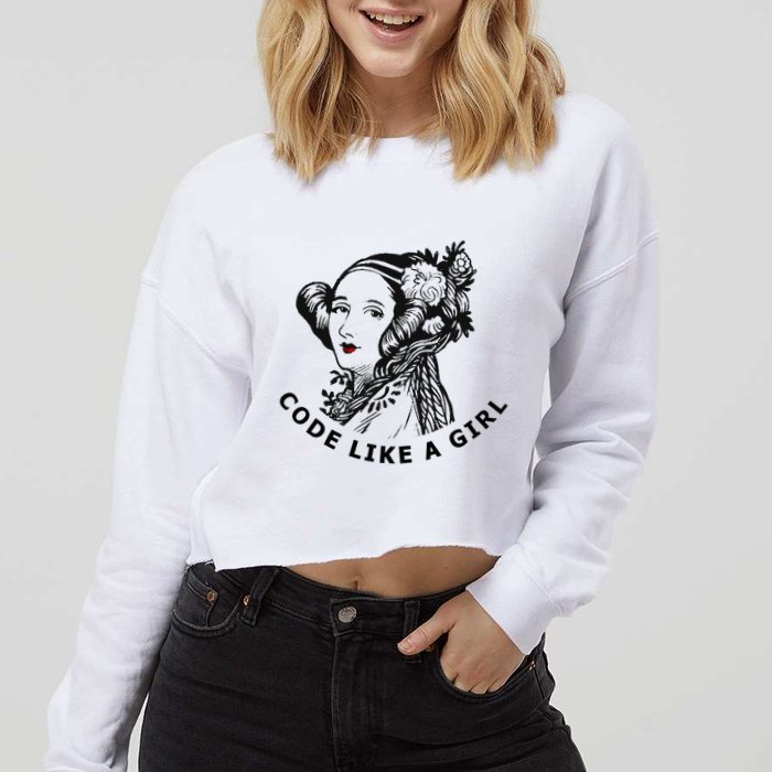Ada Lovelace Code Like A Girl Cropped Pullover Crew