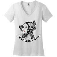Ada Lovelace Code Like A Girl Women's V-Neck T-Shirt