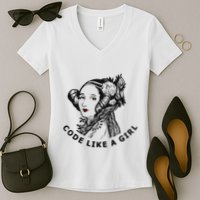 Ada Lovelace Code Like A Girl Women's V-Neck T-Shirt