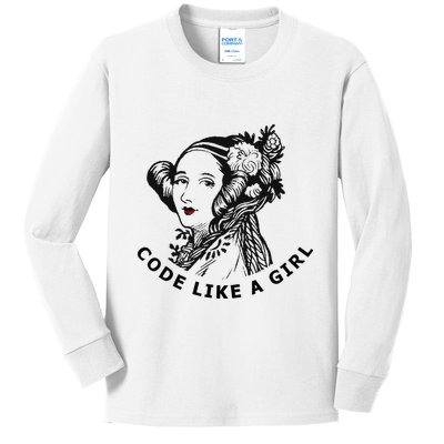 Ada Lovelace Code Like A Girl Kids Long Sleeve Shirt